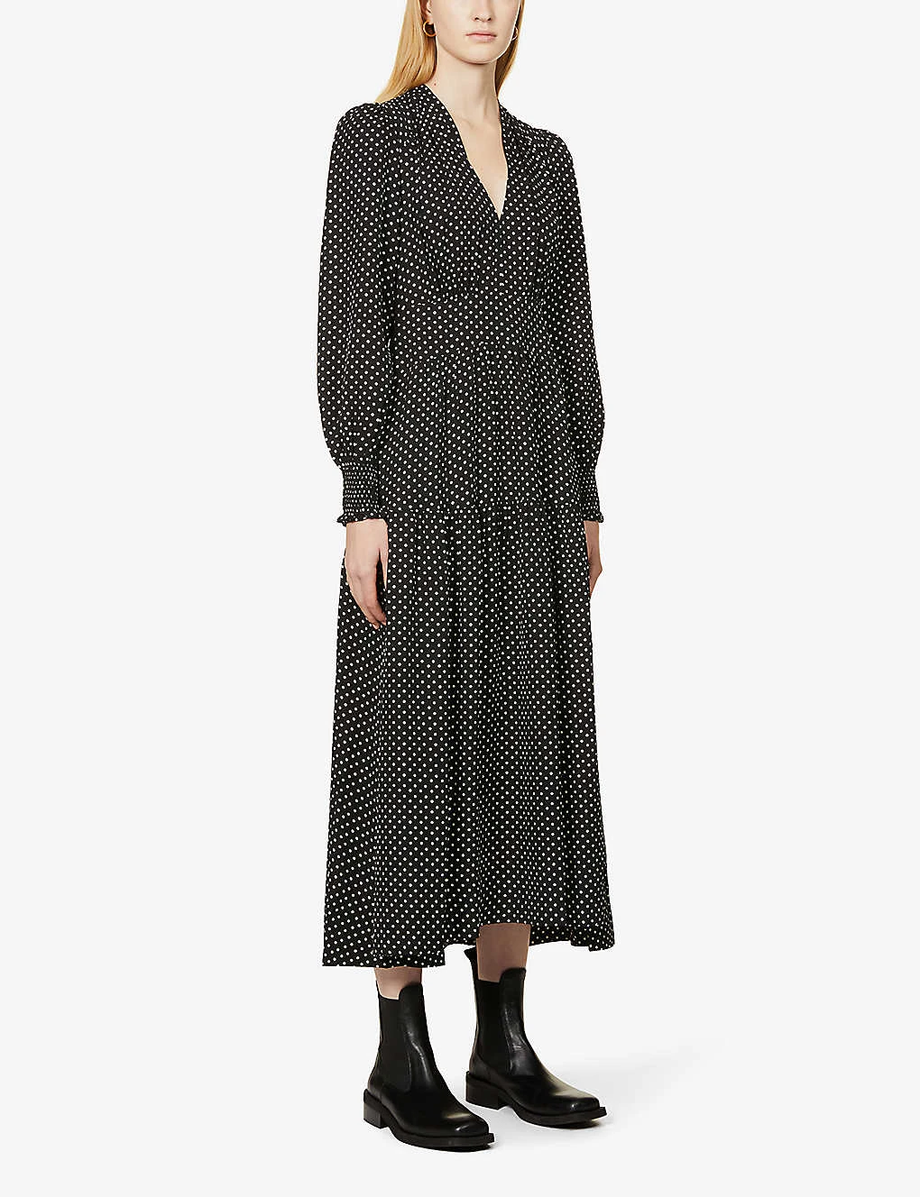 ME AND EM Puff-sleeve Polka-dot Silk-crepe Maxi Dress 3 ME AND EM Puff-sleeve Polka-dot Silk-crepe Maxi Dress - Image 3