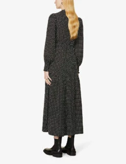 ME AND EM Puff-sleeve Polka-dot Silk-crepe Maxi Dress 8 ME AND EM Puff-sleeve Polka-dot Silk-crepe Maxi Dress -Whistles Closet Shop R04010076 BLACKCREAM ALT03