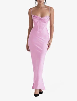 Charmaine Corset Satin Maxi Dress -Whistles Closet Shop R04011195 PINK ALT02