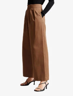 Ted Baker Oaklia Pleated Wide-leg Trousers -Whistles Closet Shop R04012252 TAN ALT02