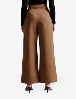 Ted Baker Oaklia Pleated Wide-leg Trousers -Whistles Closet Shop R04012252 TAN ALT03