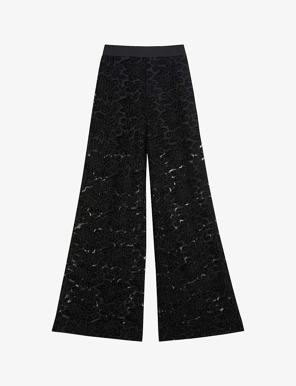 Ted Baker Claudya Semi-sheer Wide-leg Devoré Velvet Trousers 1 Ted Baker Claudya Semi-sheer Wide-leg Devoré Velvet Trousers