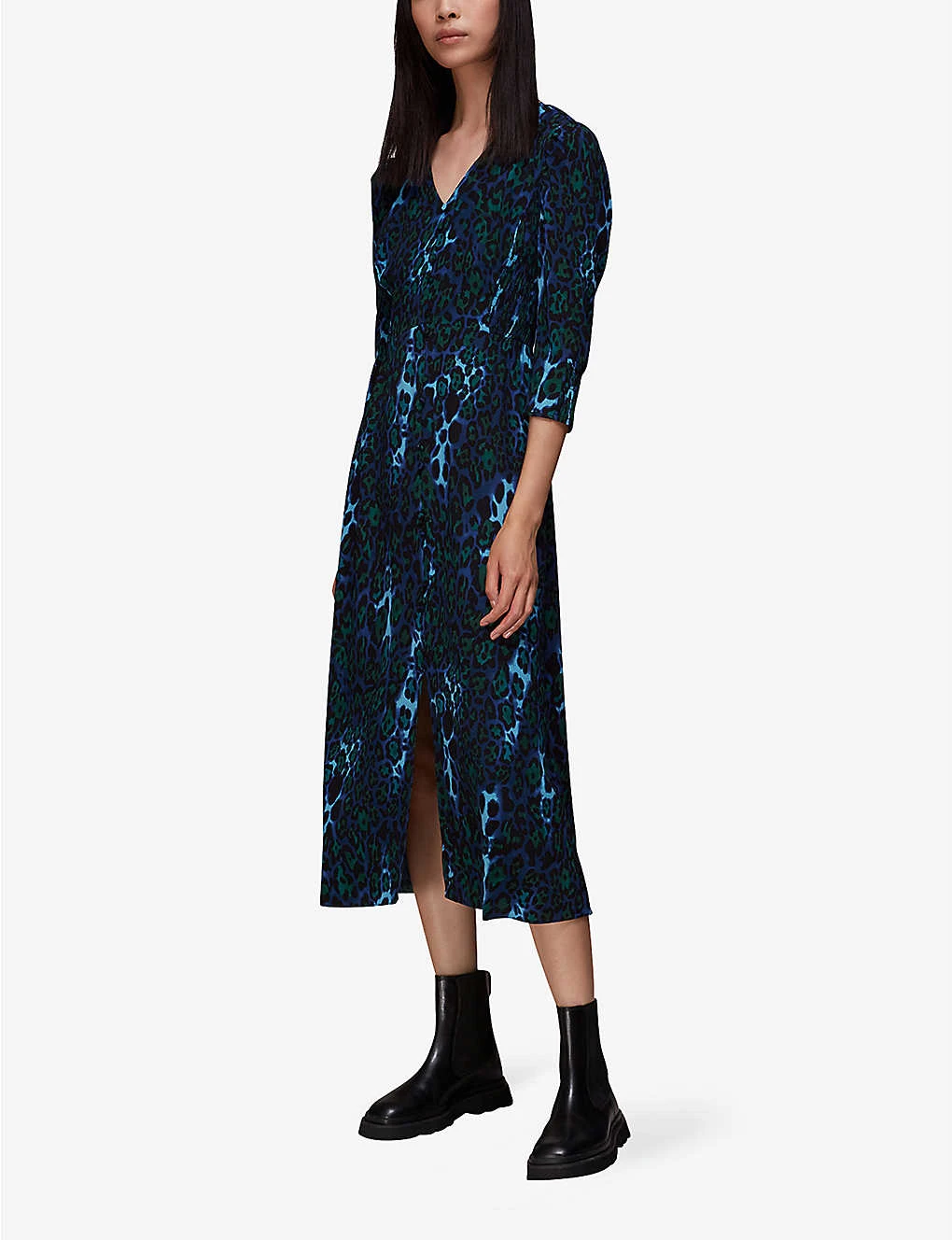 Whistles Night Cat Animal-print Woven Midi Dress 2 Whistles Night Cat Animal-print Woven Midi Dress - Image 2