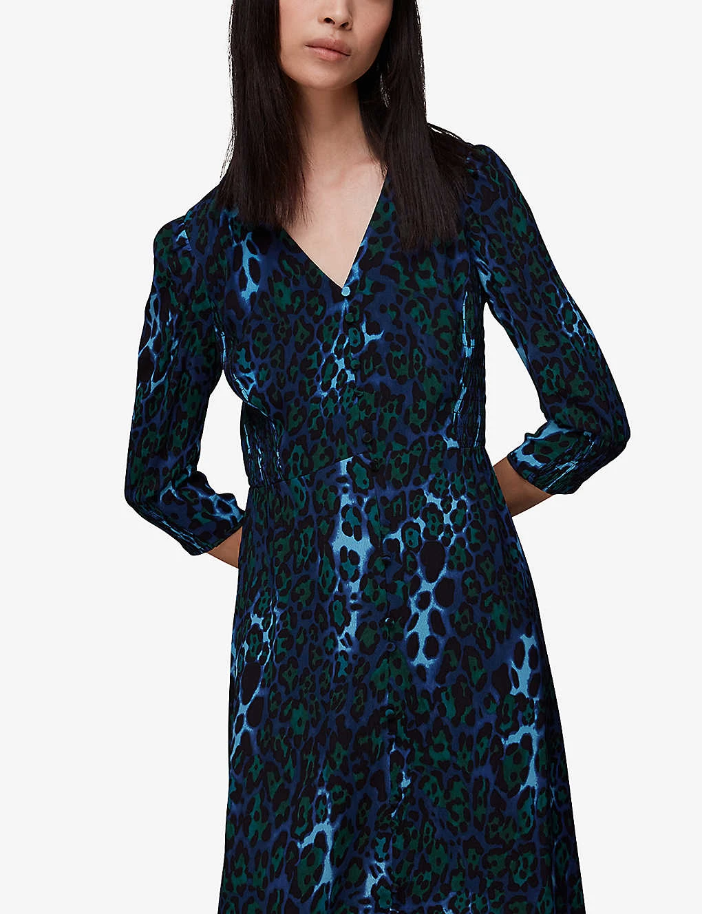 Whistles Night Cat Animal-print Woven Midi Dress 3 Whistles Night Cat Animal-print Woven Midi Dress - Image 3