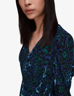 Whistles Night Cat Animal-print Woven Midi Dress 9 Whistles Night Cat Animal-print Woven Midi Dress -Whistles Closet Shop R04057552 MULTICOLOURED ALT04