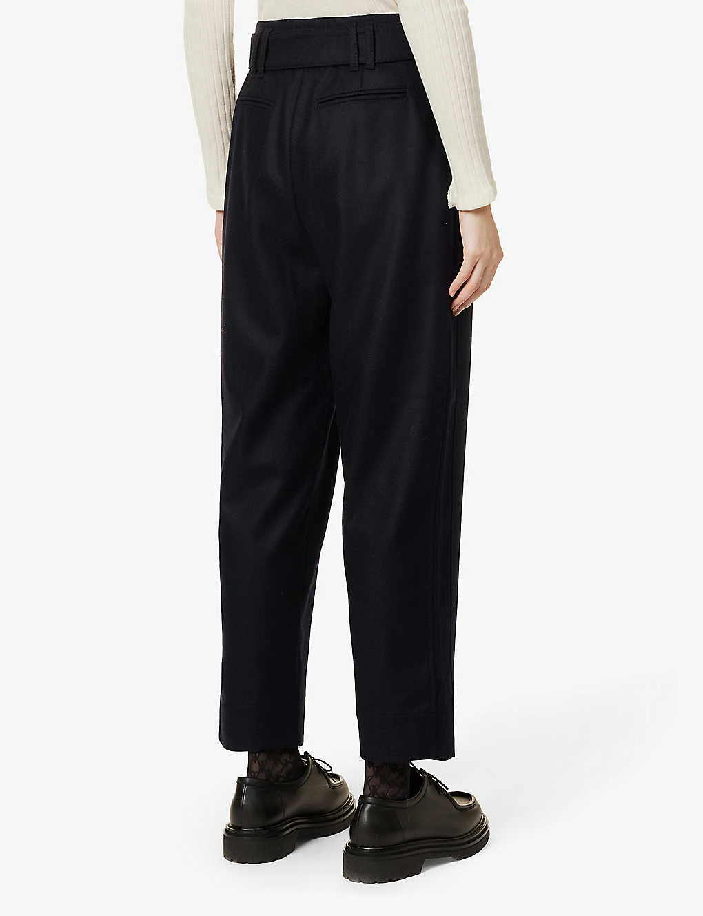 ME AND EM Mid-rise Tapered Wide-leg Wool-blend Trousers 4 ME AND EM Mid-rise Tapered Wide-leg Wool-blend Trousers - Image 4