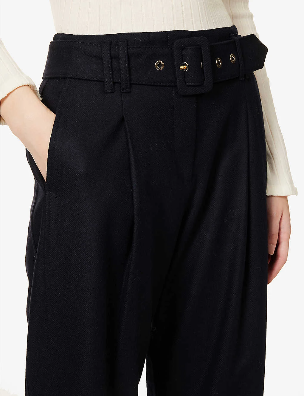 ME AND EM Mid-rise Tapered Wide-leg Wool-blend Trousers 5 ME AND EM Mid-rise Tapered Wide-leg Wool-blend Trousers - Image 5