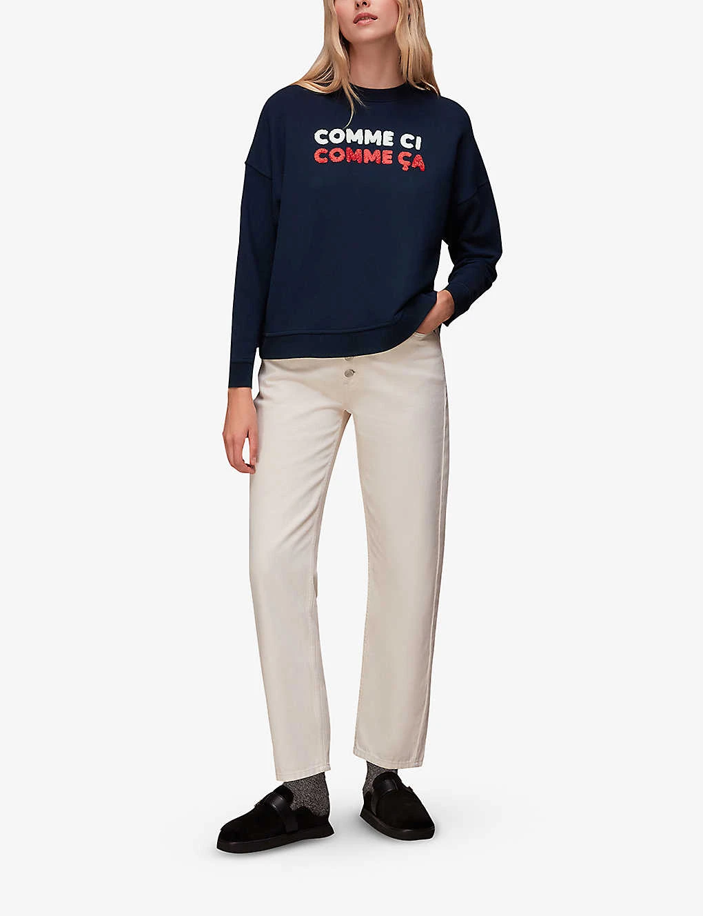 Whistles Slogan-appliqué Cotton-jersey Sweatshirt 2 Whistles Slogan-appliqué Cotton-jersey Sweatshirt - Image 2