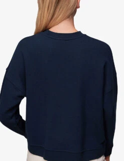 Whistles Slogan-appliqué Cotton-jersey Sweatshirt 8 Whistles Slogan-appliqué Cotton-jersey Sweatshirt -Whistles Closet Shop R04061926 NAVY ALT03
