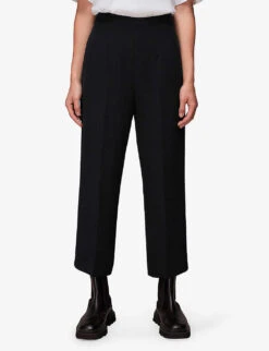 Whistles Wide-leg Cropped Recycled-polyester Trousers -Whistles Closet Shop R04062887 BLACK ALT02