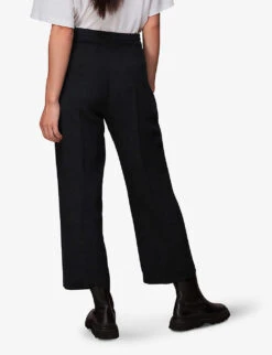 Whistles Wide-leg Cropped Recycled-polyester Trousers -Whistles Closet Shop R04062887 BLACK ALT03