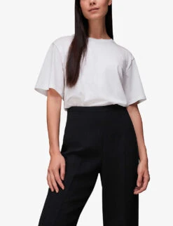Whistles Wide-leg Cropped Recycled-polyester Trousers -Whistles Closet Shop R04062887 BLACK ALT04