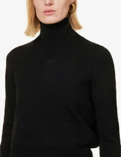 Bottega Veneta Turtleneck Brand-embroidered Wool-blend Jumper 9 Bottega Veneta Turtleneck Brand-embroidered Wool-blend Jumper -Whistles Closet Shop R04064609 BLACK ALT04