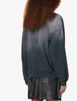 ANINE BING Jaci Faded-wash Organic-cotton Sweatshirt 8 ANINE BING Jaci Faded-wash Organic-cotton Sweatshirt -Whistles Closet Shop R04066403 BLACK ALT03