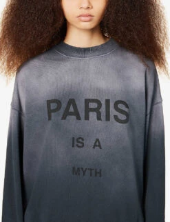 ANINE BING Jaci Faded-wash Organic-cotton Sweatshirt 9 ANINE BING Jaci Faded-wash Organic-cotton Sweatshirt -Whistles Closet Shop R04066403 BLACK ALT04