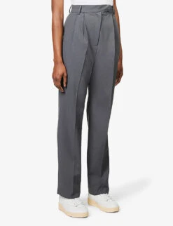 Bea Straight-leg High-rise Woven Trousers -Whistles Closet Shop R04066620 CHARCOAL ALT02