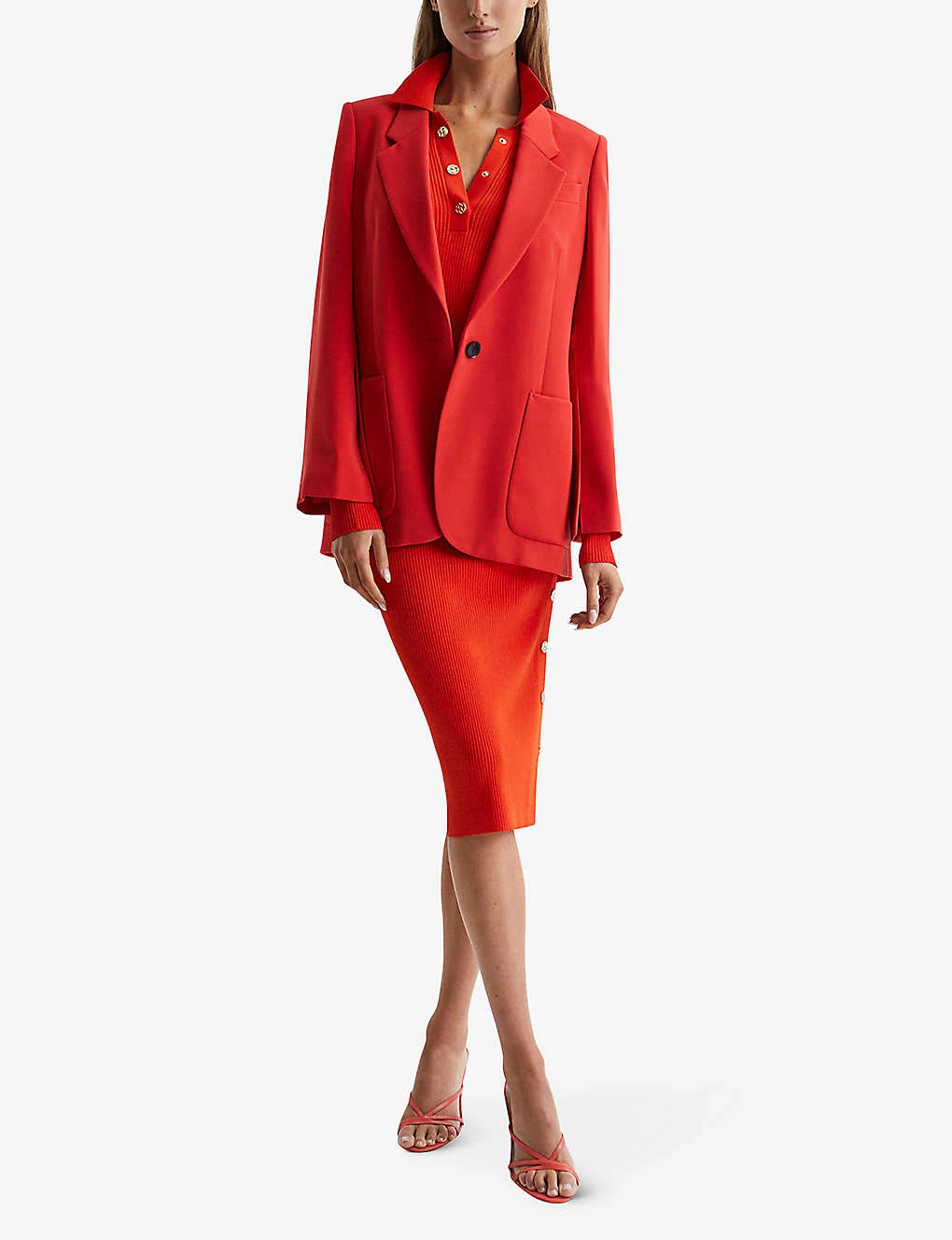 Reiss Press Stud-embellished Ribbed Knitted Midi Dress 2 Reiss Press Stud-embellished Ribbed Knitted Midi Dress - Image 2