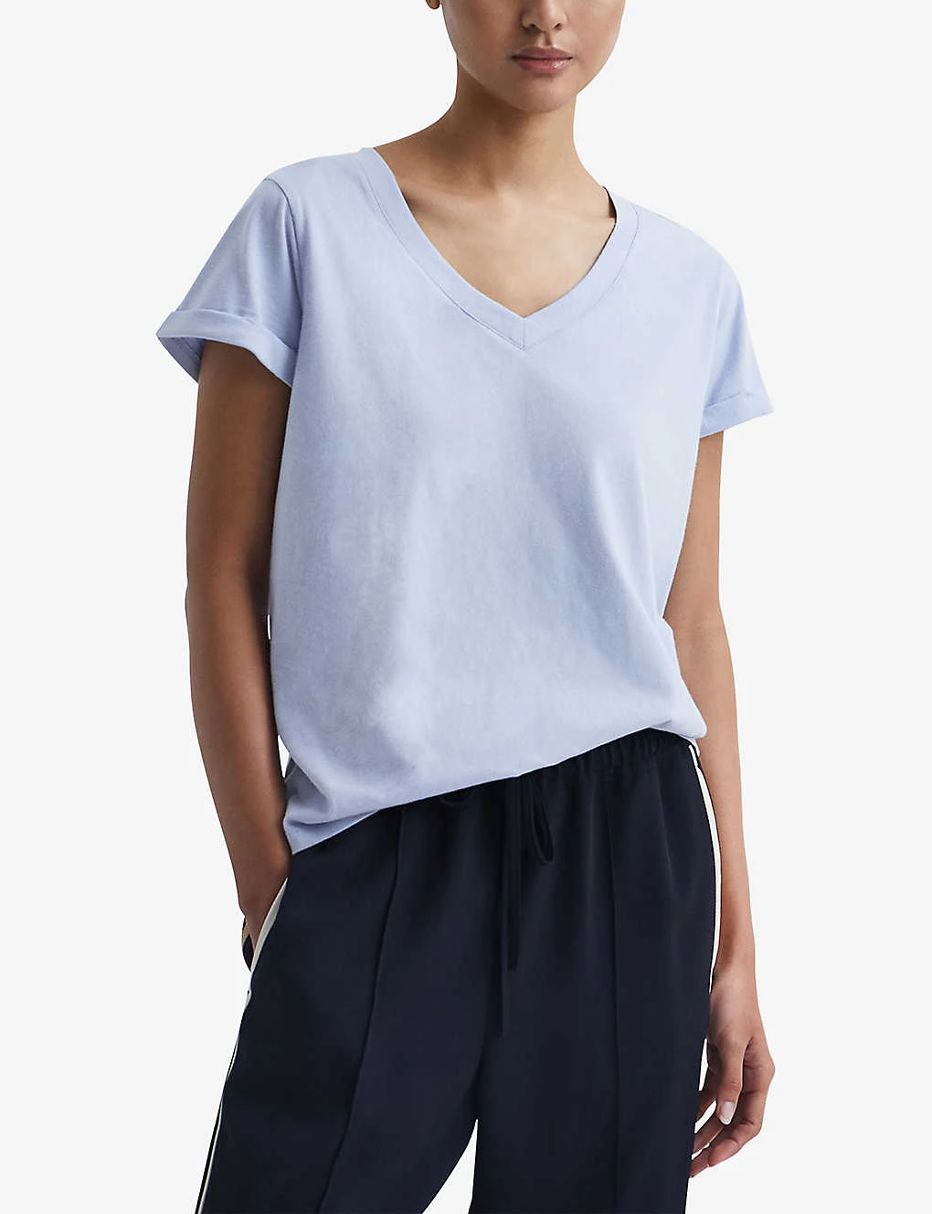 Reiss Luana V-neck Cotton-jersey T-shirt 3 Reiss Luana V-neck Cotton-jersey T-shirt - Image 3