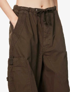 Jaded London Parachute Wide-leg High-rise Cotton Trousers -Whistles Closet Shop R04077324 KHAKI ALT04