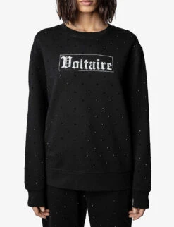 Zadig & Voltaire Nala Logo-print Rhinestone-embellished Cotton-jersey Sweatshirt 7 Zadig & Voltaire Nala Logo-print Rhinestone-embellished Cotton-jersey Sweatshirt -Whistles Closet Shop R04080517 NOIR ALT02