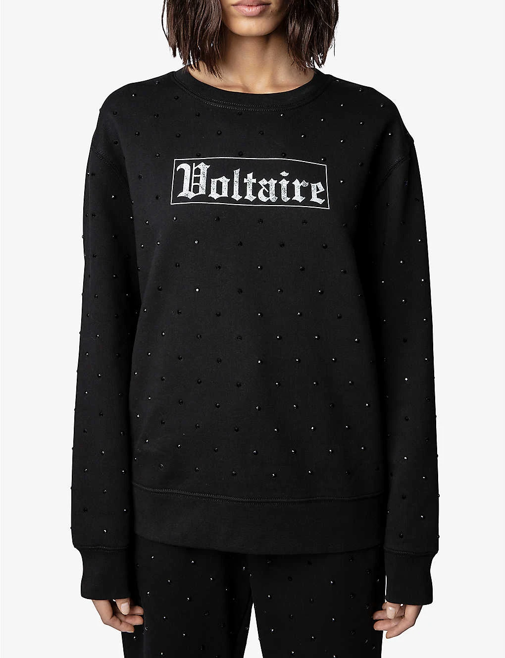 Zadig & Voltaire Nala Logo-print Rhinestone-embellished Cotton-jersey Sweatshirt 3 Zadig & Voltaire Nala Logo-print Rhinestone-embellished Cotton-jersey Sweatshirt - Image 3