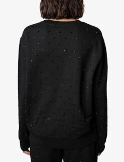 Zadig & Voltaire Nala Logo-print Rhinestone-embellished Cotton-jersey Sweatshirt 8 Zadig & Voltaire Nala Logo-print Rhinestone-embellished Cotton-jersey Sweatshirt -Whistles Closet Shop R04080517 NOIR ALT03