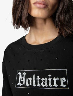 Zadig & Voltaire Nala Logo-print Rhinestone-embellished Cotton-jersey Sweatshirt 9 Zadig & Voltaire Nala Logo-print Rhinestone-embellished Cotton-jersey Sweatshirt -Whistles Closet Shop R04080517 NOIR ALT04