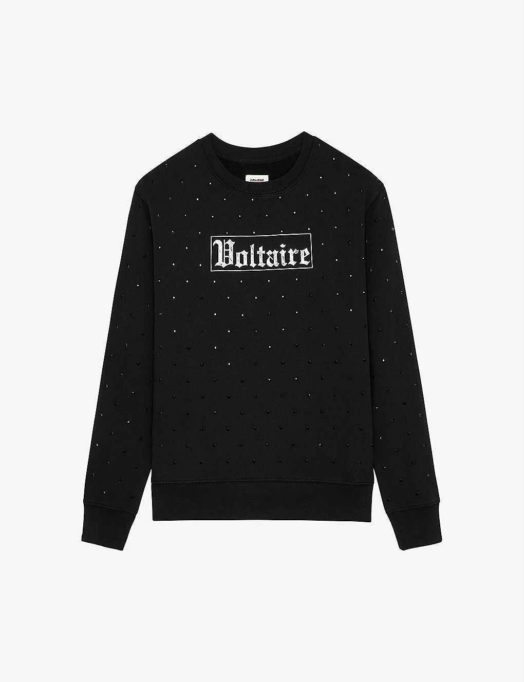 Zadig & Voltaire Nala Logo-print Rhinestone-embellished Cotton-jersey Sweatshirt 1 Zadig & Voltaire Nala Logo-print Rhinestone-embellished Cotton-jersey Sweatshirt