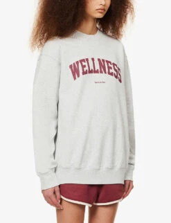 Wellness Relaxed-fit Cotton-jersey Sweatshirt -Whistles Closet Shop R04081042 HEATHERGRAYMERLOT ALT02