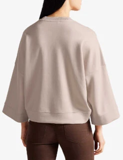 Ted Baker Flona Graphic-print Appliqué Cotton-blend Sweatshirt -Whistles Closet Shop R04082048 DUSKYPINK ALT02