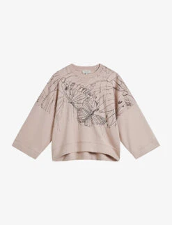 Ted Baker Flona Graphic-print Appliqué Cotton-blend Sweatshirt