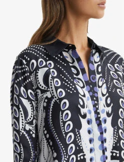 Reiss Rose Abstract-print Woven Shirt 9 Reiss Rose Abstract-print Woven Shirt -Whistles Closet Shop R04082354 NAVYWHITE ALT04