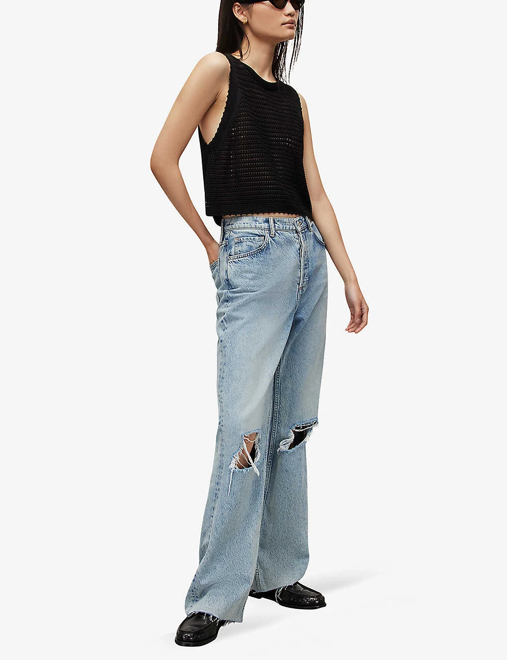 AllSaints Open-weave Mesh Cotton-blend Tank Top 3 AllSaints Open-weave Mesh Cotton-blend Tank Top - Image 3