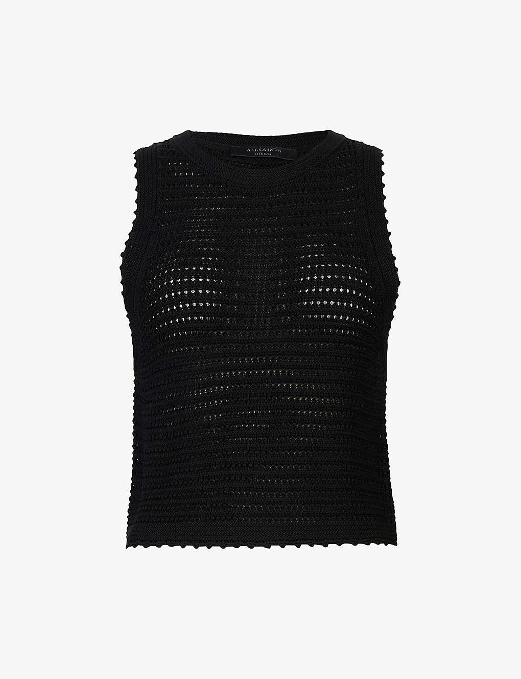 AllSaints Open-weave Mesh Cotton-blend Tank Top 1 AllSaints Open-weave Mesh Cotton-blend Tank Top