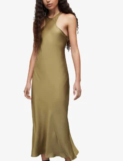 AllSaints Betina Racerback Satin Maxi Dress 7 AllSaints Betina Racerback Satin Maxi Dress -Whistles Closet Shop R04082737 PALEOLIVEGRE ALT02