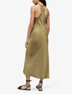 AllSaints Betina Racerback Satin Maxi Dress 8 AllSaints Betina Racerback Satin Maxi Dress -Whistles Closet Shop R04082737 PALEOLIVEGRE ALT03