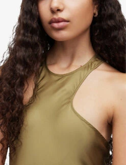 AllSaints Betina Racerback Satin Maxi Dress 9 AllSaints Betina Racerback Satin Maxi Dress -Whistles Closet Shop R04082737 PALEOLIVEGRE ALT04