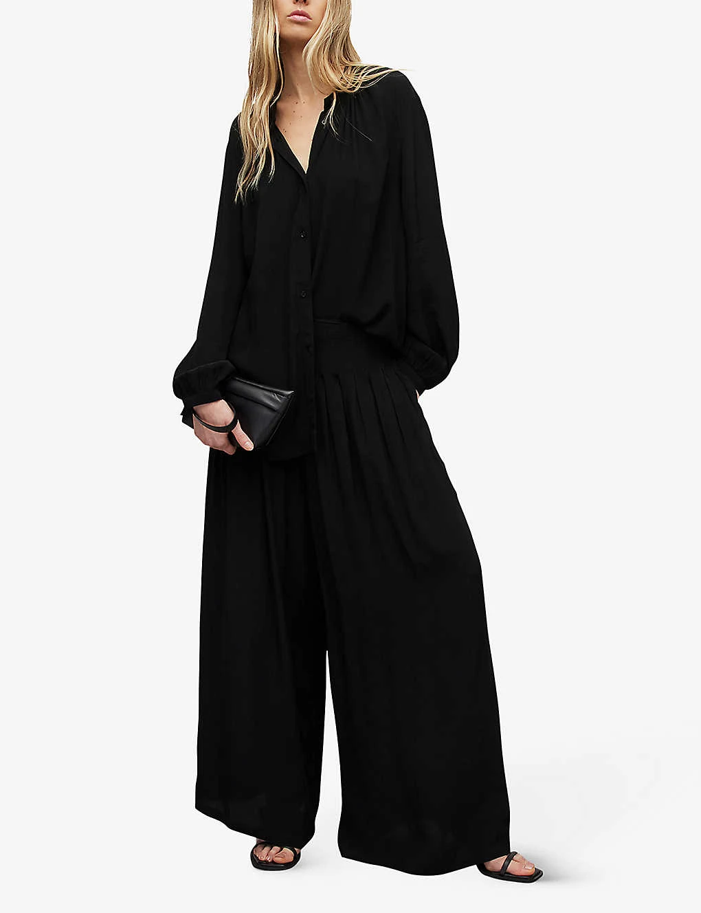 AllSaints Hezzy Wide-leg High-rise Pleated Woven Trousers 2 AllSaints Hezzy Wide-leg High-rise Pleated Woven Trousers - Image 2