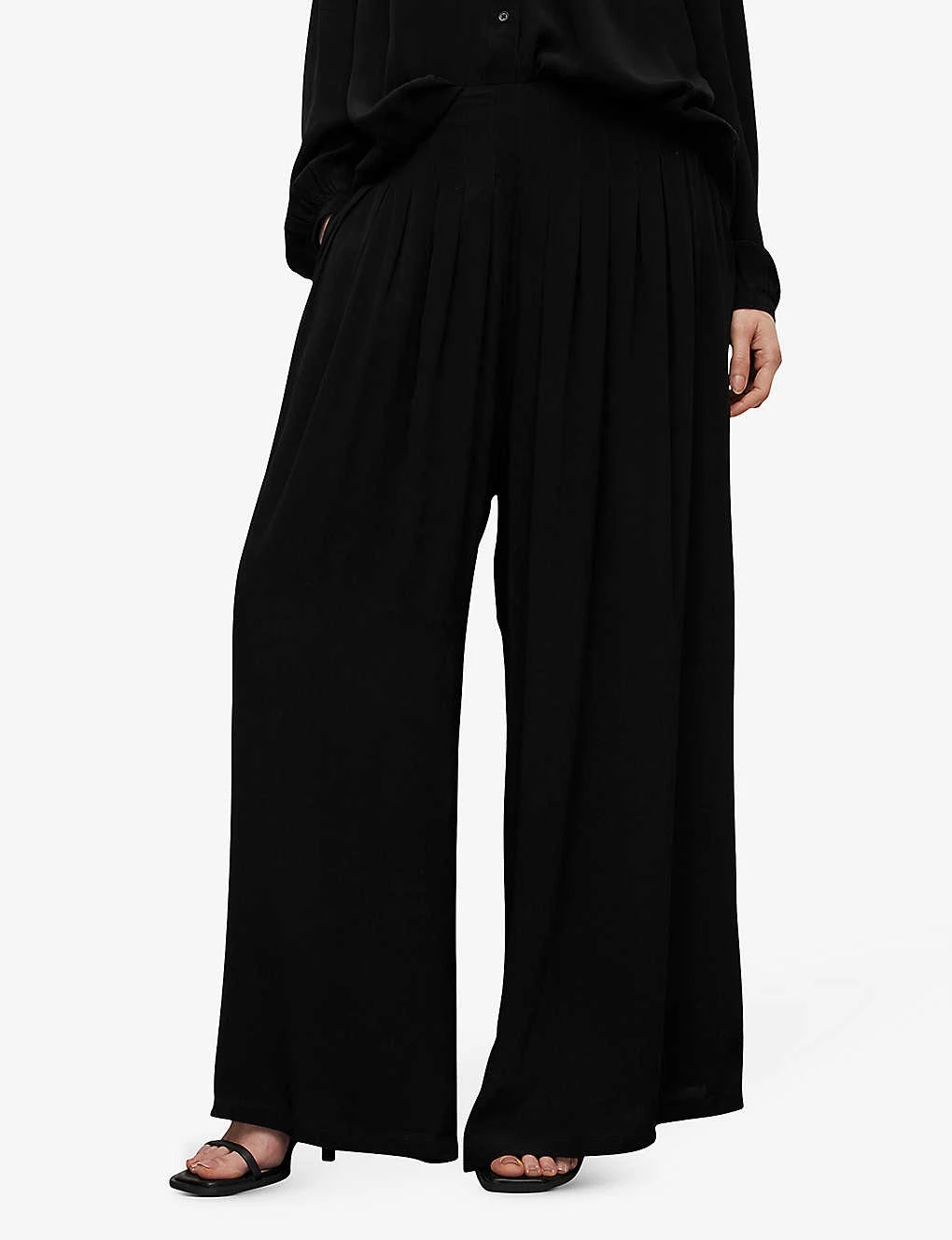 AllSaints Hezzy Wide-leg High-rise Pleated Woven Trousers 3 AllSaints Hezzy Wide-leg High-rise Pleated Woven Trousers - Image 3