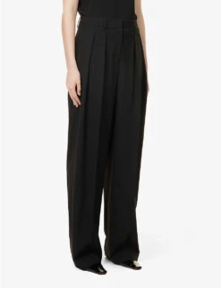 THEORY Double-pleated Straight-leg Mid-rise Wool Trousers 7 THEORY Double-pleated Straight-leg Mid-rise Wool Trousers -Whistles Closet Shop R04085919 BLACK ALT02