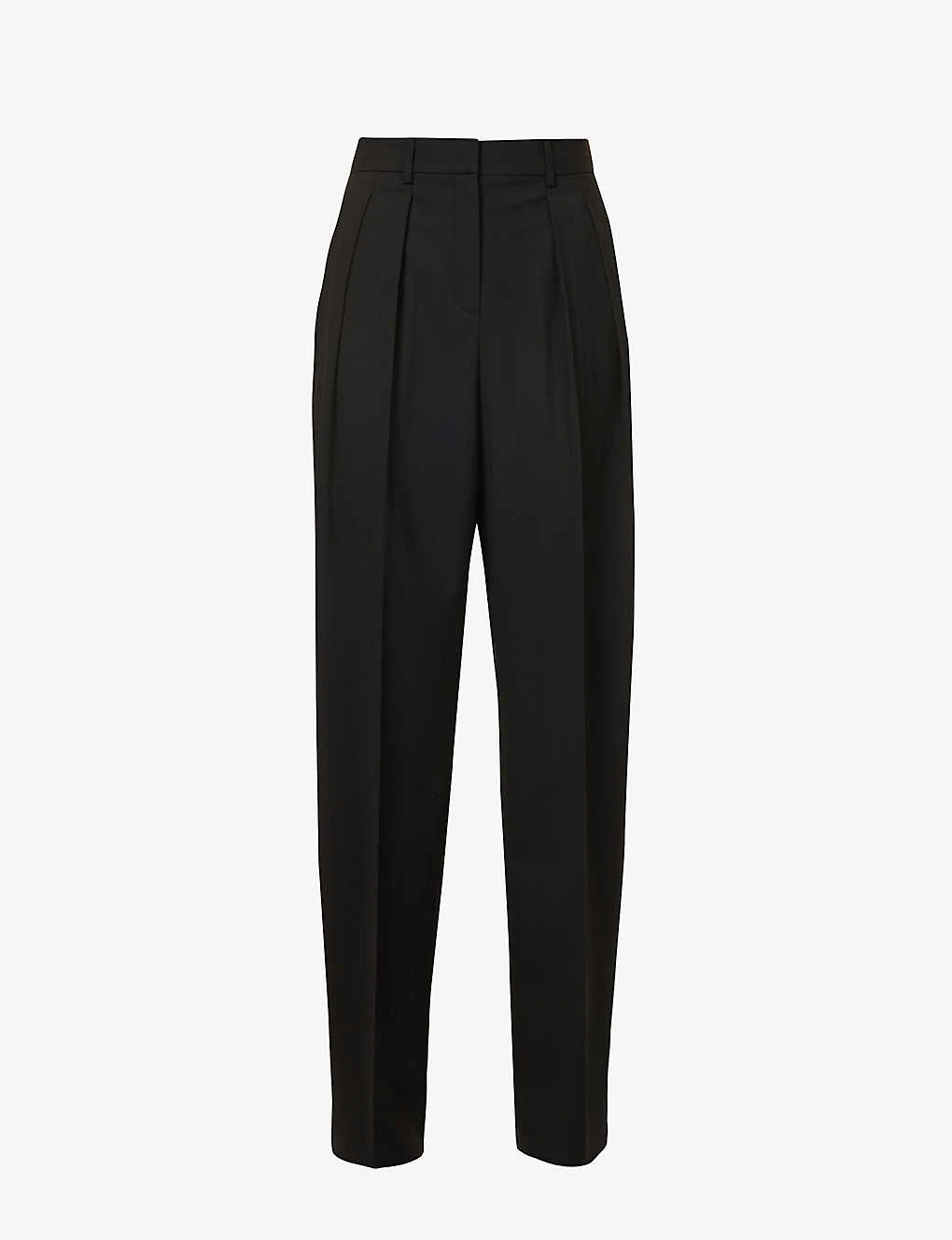 THEORY Double-pleated Straight-leg Mid-rise Wool Trousers 1 THEORY Double-pleated Straight-leg Mid-rise Wool Trousers