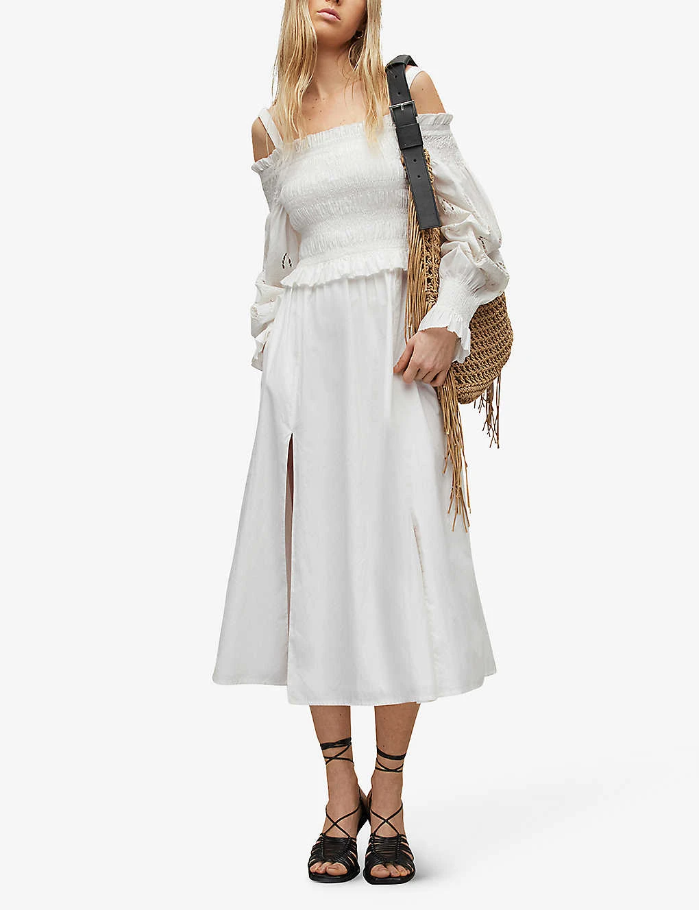 AllSaints Launa Off-the-shoulder Broderie-anglaise Cotton Maxi Dress 2 AllSaints Launa Off-the-shoulder Broderie-anglaise Cotton Maxi Dress - Image 2