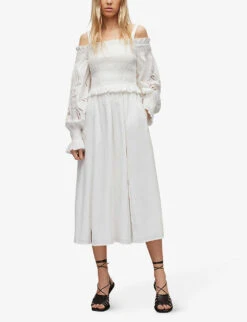 AllSaints Launa Off-the-shoulder Broderie-anglaise Cotton Maxi Dress 9 AllSaints Launa Off-the-shoulder Broderie-anglaise Cotton Maxi Dress -Whistles Closet Shop R04087430 CHALKWHITE ALT04