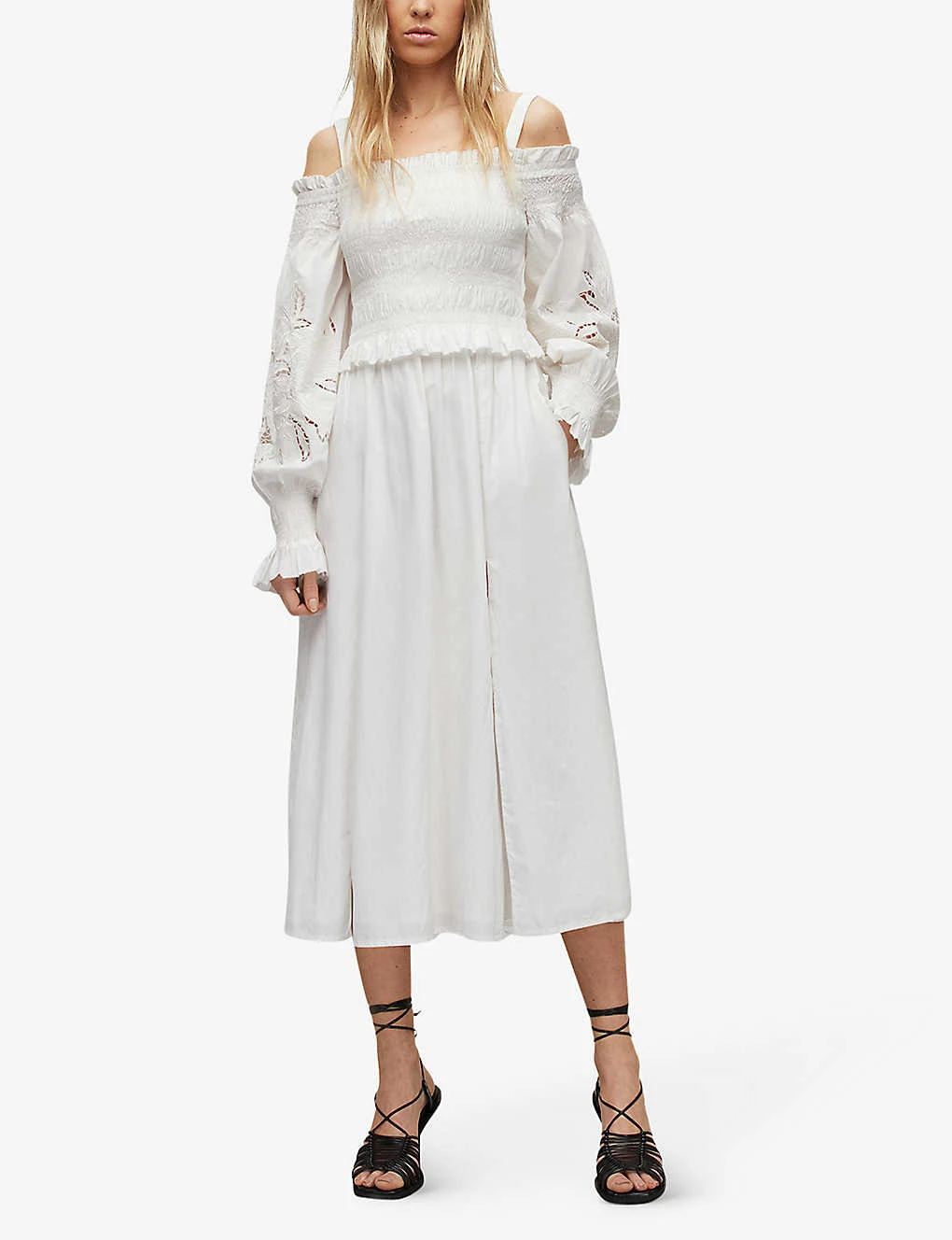 AllSaints Launa Off-the-shoulder Broderie-anglaise Cotton Maxi Dress 5 AllSaints Launa Off-the-shoulder Broderie-anglaise Cotton Maxi Dress - Image 5