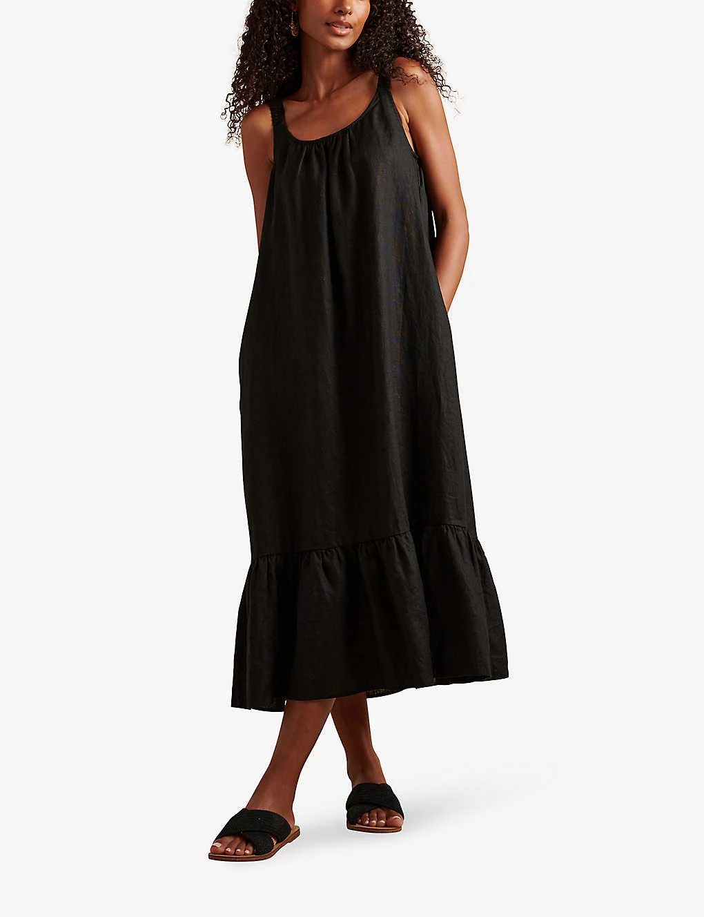 Tiered-hem Relaxed-fit Linen Maxi Dress 2 Tiered-hem Relaxed-fit Linen Maxi Dress - Image 2