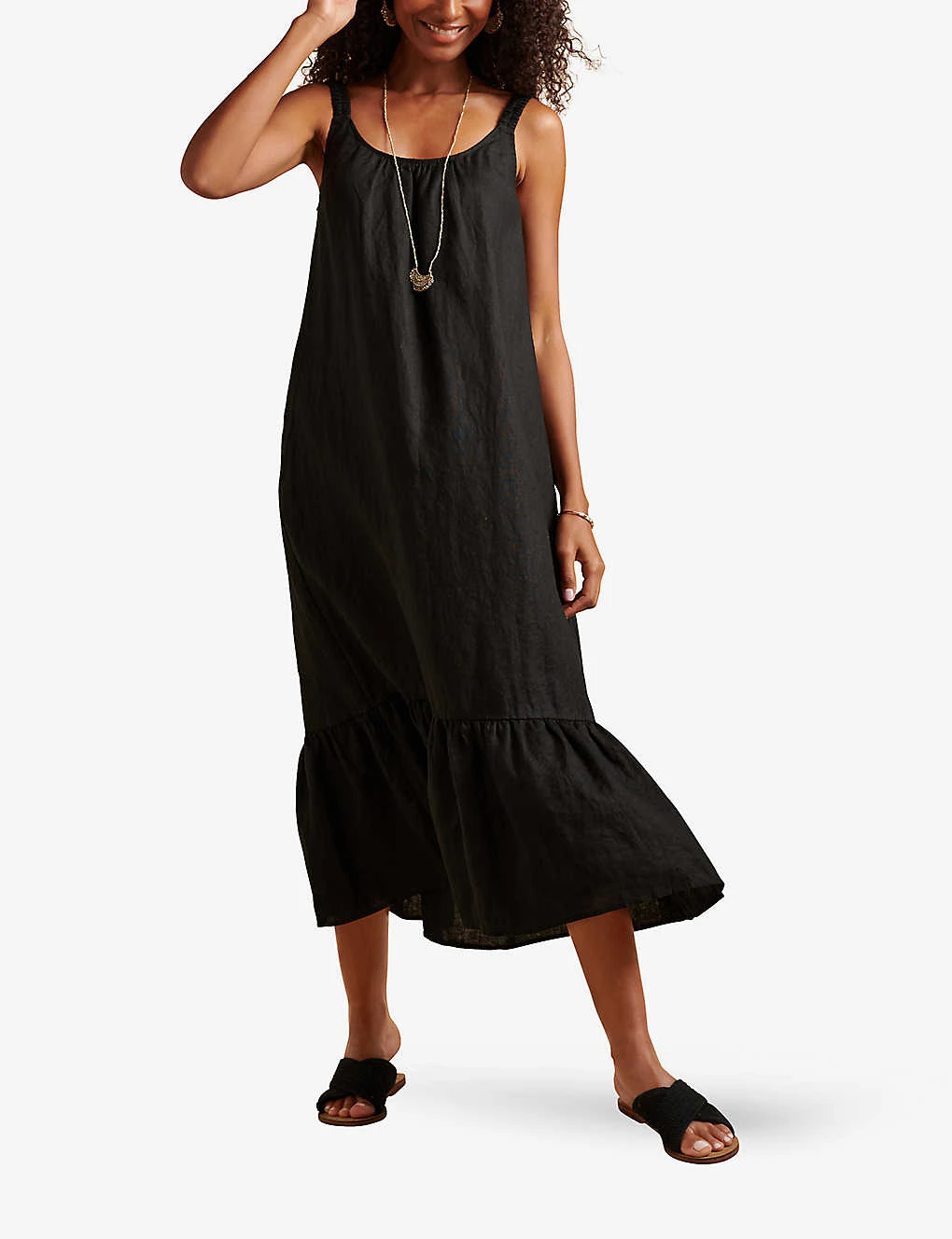 Tiered-hem Relaxed-fit Linen Maxi Dress 3 Tiered-hem Relaxed-fit Linen Maxi Dress - Image 3