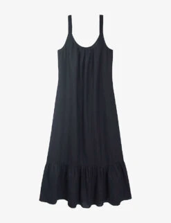 Tiered-hem Relaxed-fit Linen Maxi Dress