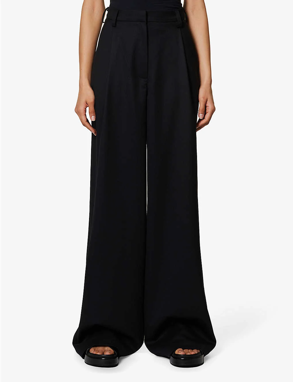 Relaxed-fit Structured-waist Wide-leg Mid-rise Wool Trousers 3 Relaxed-fit Structured-waist Wide-leg Mid-rise Wool Trousers - Image 3