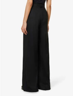 Relaxed-fit Structured-waist Wide-leg Mid-rise Wool Trousers 8 Relaxed-fit Structured-waist Wide-leg Mid-rise Wool Trousers -Whistles Closet Shop R04089693 BLACK ALT03