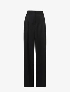 Relaxed-fit Structured-waist Wide-leg Mid-rise Wool Trousers